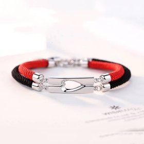 (image for) Matching Couple Open Heart Bracelets with CZ Diamonds