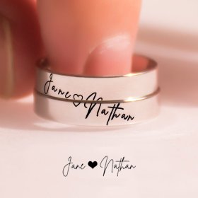 (image for) Matching Couple Name Rings in Sterling Silver