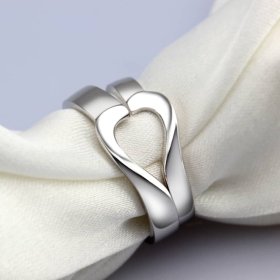 (image for) Matching Half Heart Rings in Sterling Silver