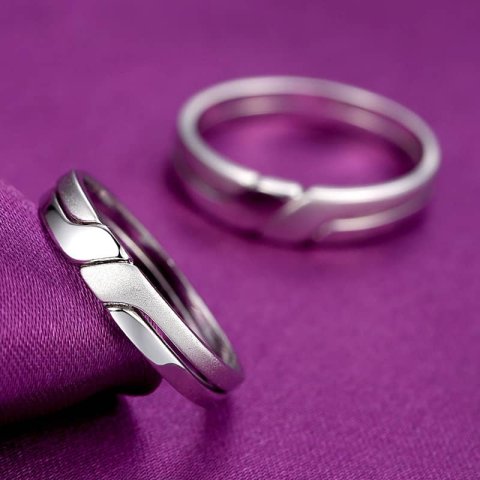 (image for) Matching Interlocking Couples Rings in Sterling Silver