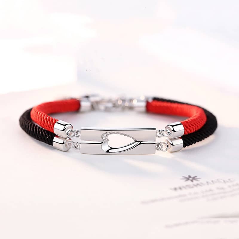 (image for) Matching Couple Open Heart Bracelets with CZ Diamonds