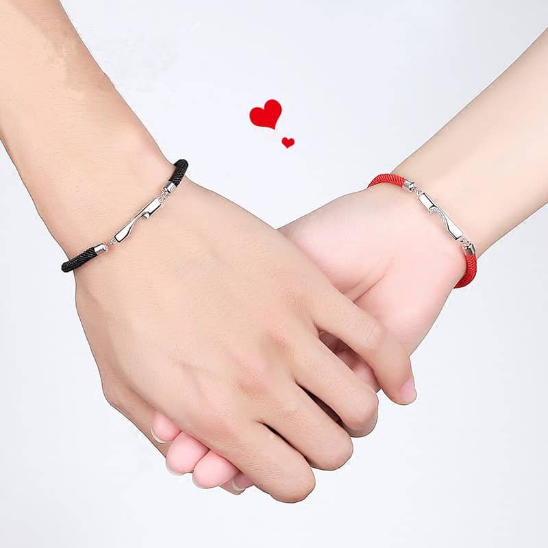 (image for) Matching Couple Open Heart Bracelets with CZ Diamonds