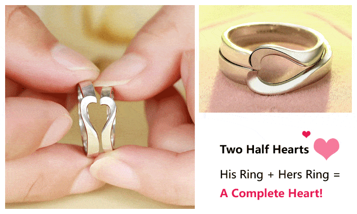 Matching Half Heart Rings