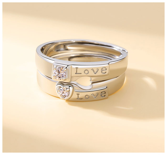 Matching Love Half Heart Promise Rings