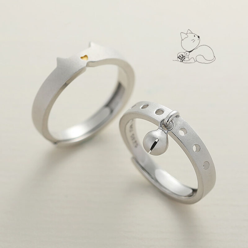 (image for) Sterling Silver Matching Cat Rings for Best Friends