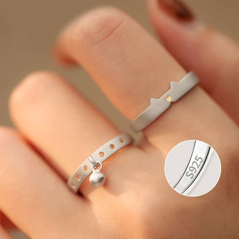 (image for) Sterling Silver Matching Cat Rings for Best Friends