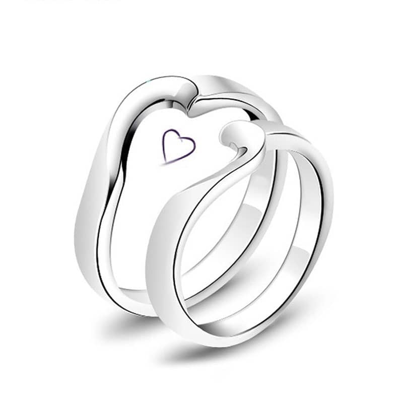 (image for) Matching Half Heart Rings in Sterling Silver