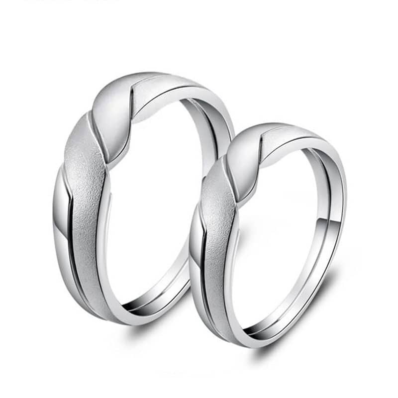 (image for) Matching Interlocking Couples Rings in Sterling Silver