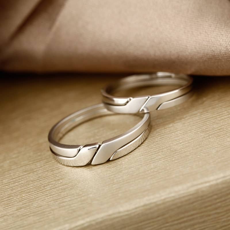 (image for) Matching Interlocking Couples Rings in Sterling Silver