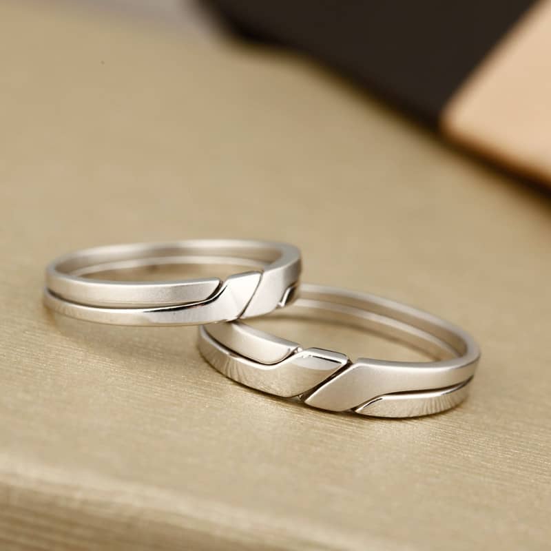 (image for) Matching Interlocking Couples Rings in Sterling Silver